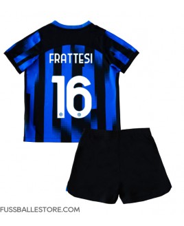 Günstige Inter Milan Davide Frattesi #16 Heimtrikotsatz Kinder 2023-24 Kurzarm (+ Kurze Hosen)